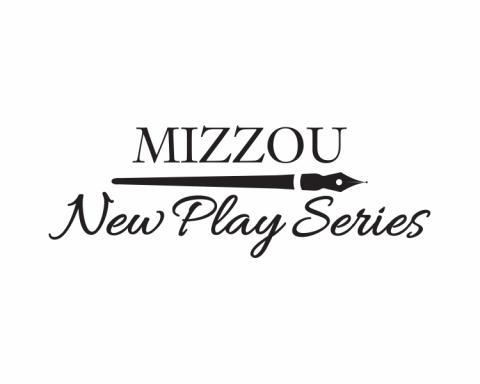 Mizzou New Play Series logo, showing a horizontal calligraphy pen between "Mizzou" and "New Play Series"