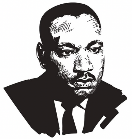 black-and-white portrait of Martin Luther King, Jr.