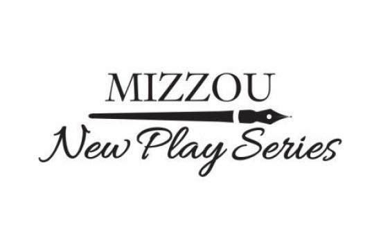 Mizzou New Play Series logo, showing a horizontal calligraphy pen between "Mizzou" and "New Play Series"