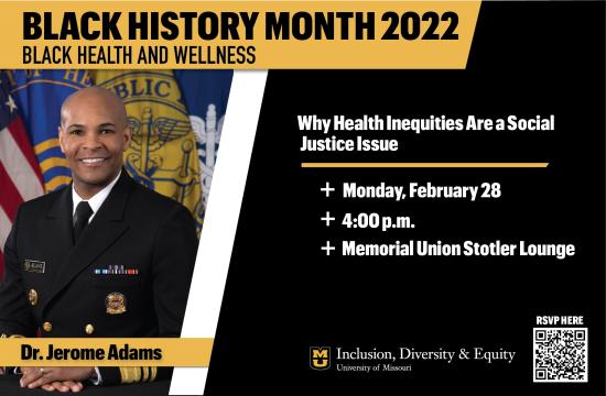Photo of Jerome Adams along with event information that is repeated in the event description.